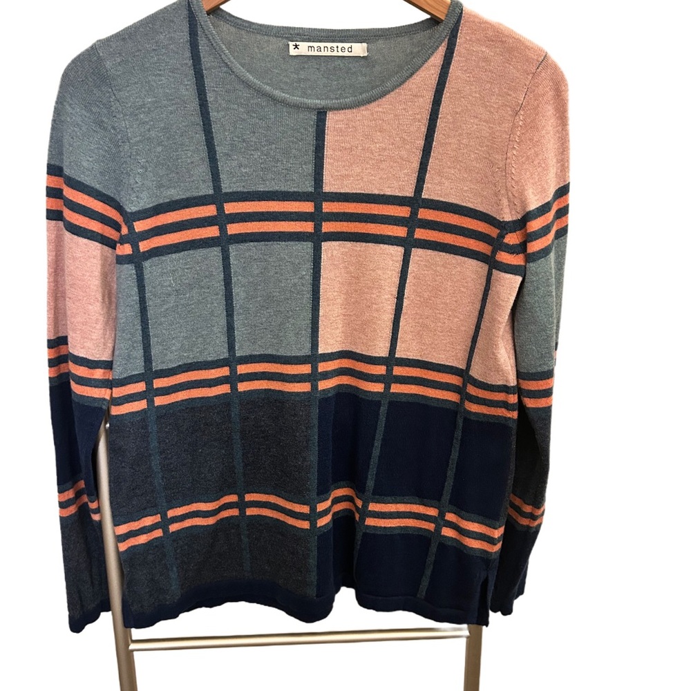 Nordic Mansted Sweater from Denmark Shades of Blue with Pink and Orang…